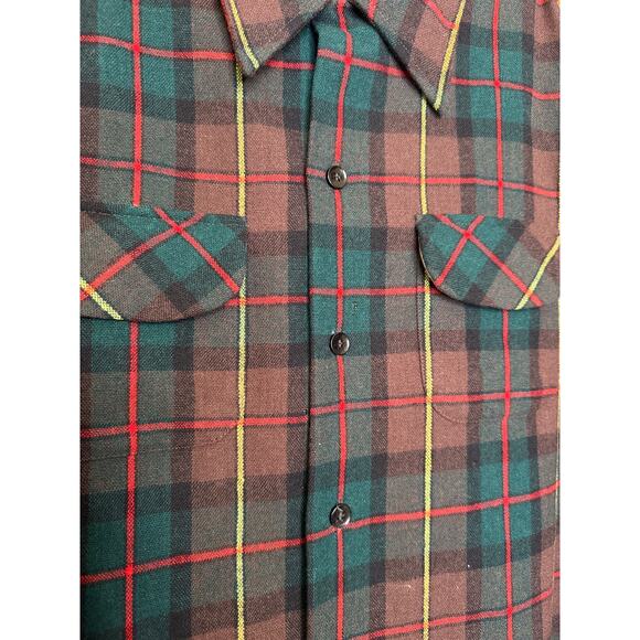 Vintage 60's Macy’s Supre-Macy Wool Blend Plaid Flannel Shirt XL USA - Picture 11 of 12